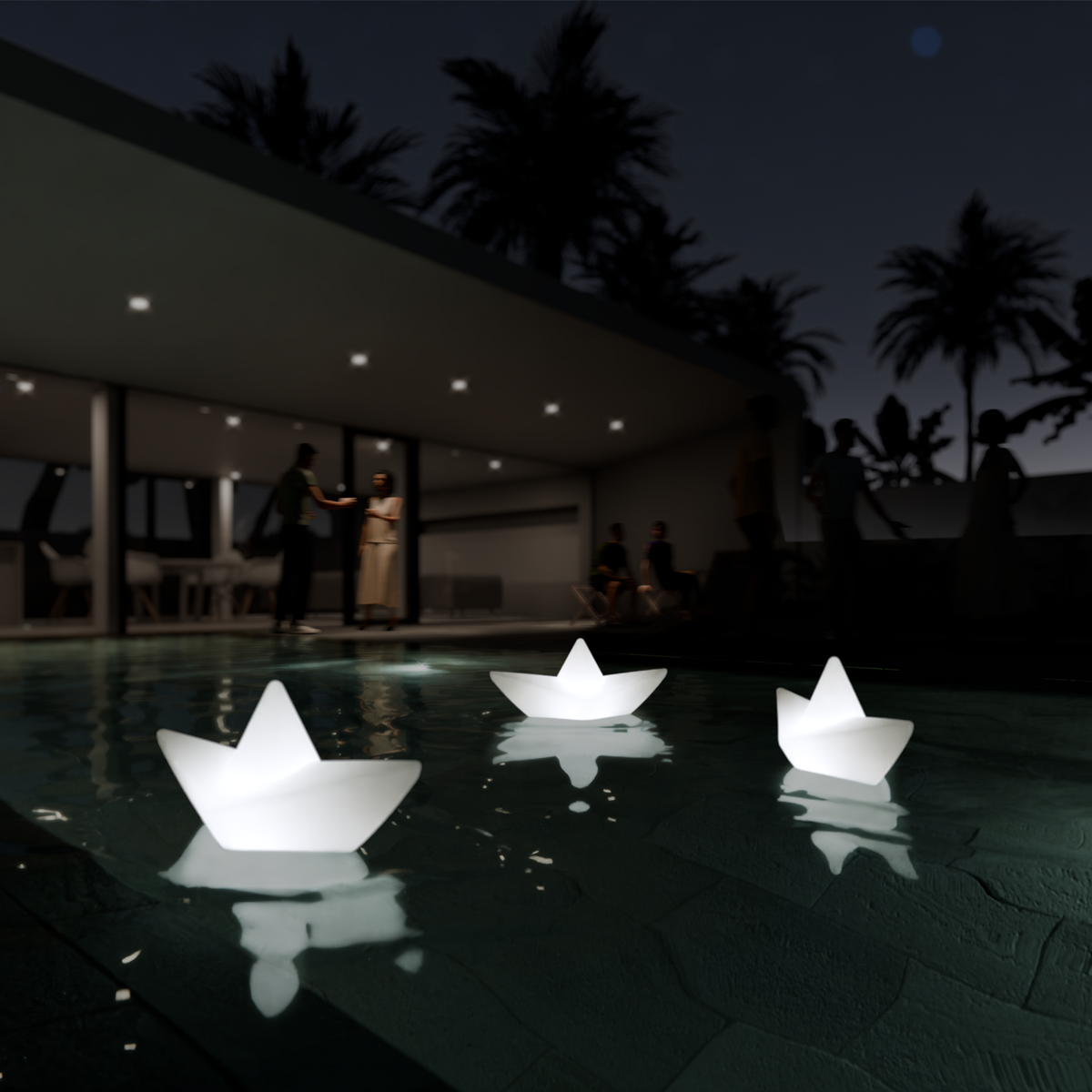 Goodnight Light Pool Party Boat Night White night light for children's room